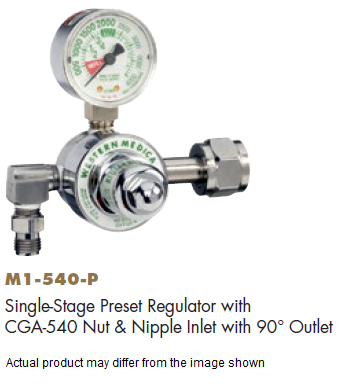 3,000 Psi Cga540 Nut/Nipple M1 Series Preset Pressure Gauge Regulators Oxygen 